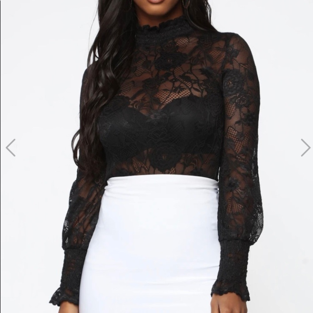 NWT Fashion Nova Lace Long Sleeve Top - Small